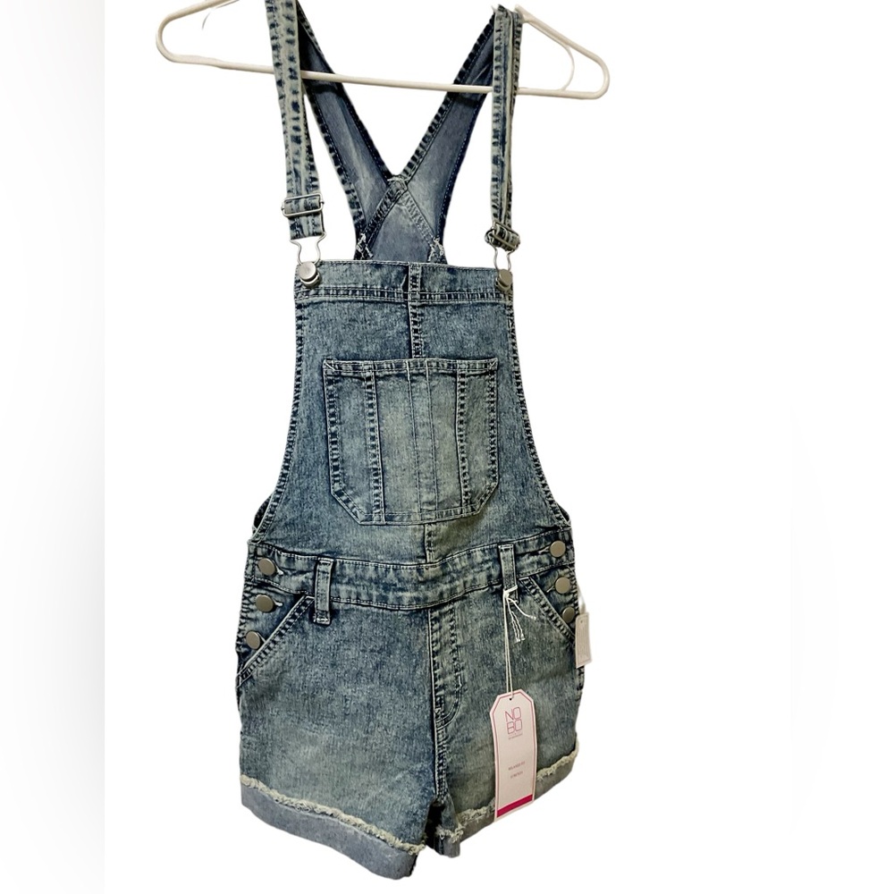 No Boundaries Relaxed Fit Washed Denim Overalls Size XS